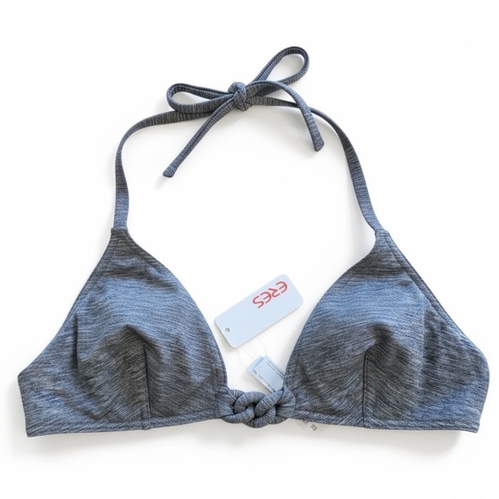 NWT ERES Bikini Top Manchette Gray, Fr 44, US 12, Chain Embellished Halter Neck